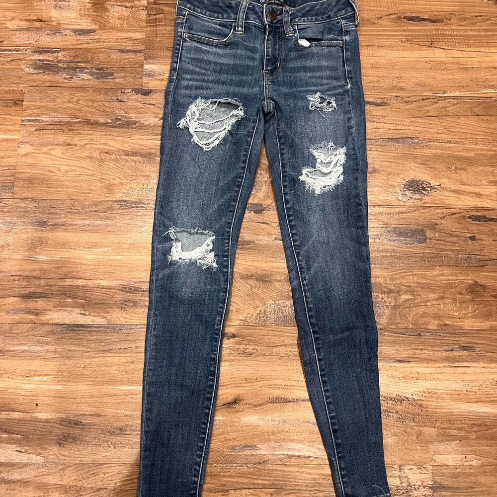Distressed Blue Jeans